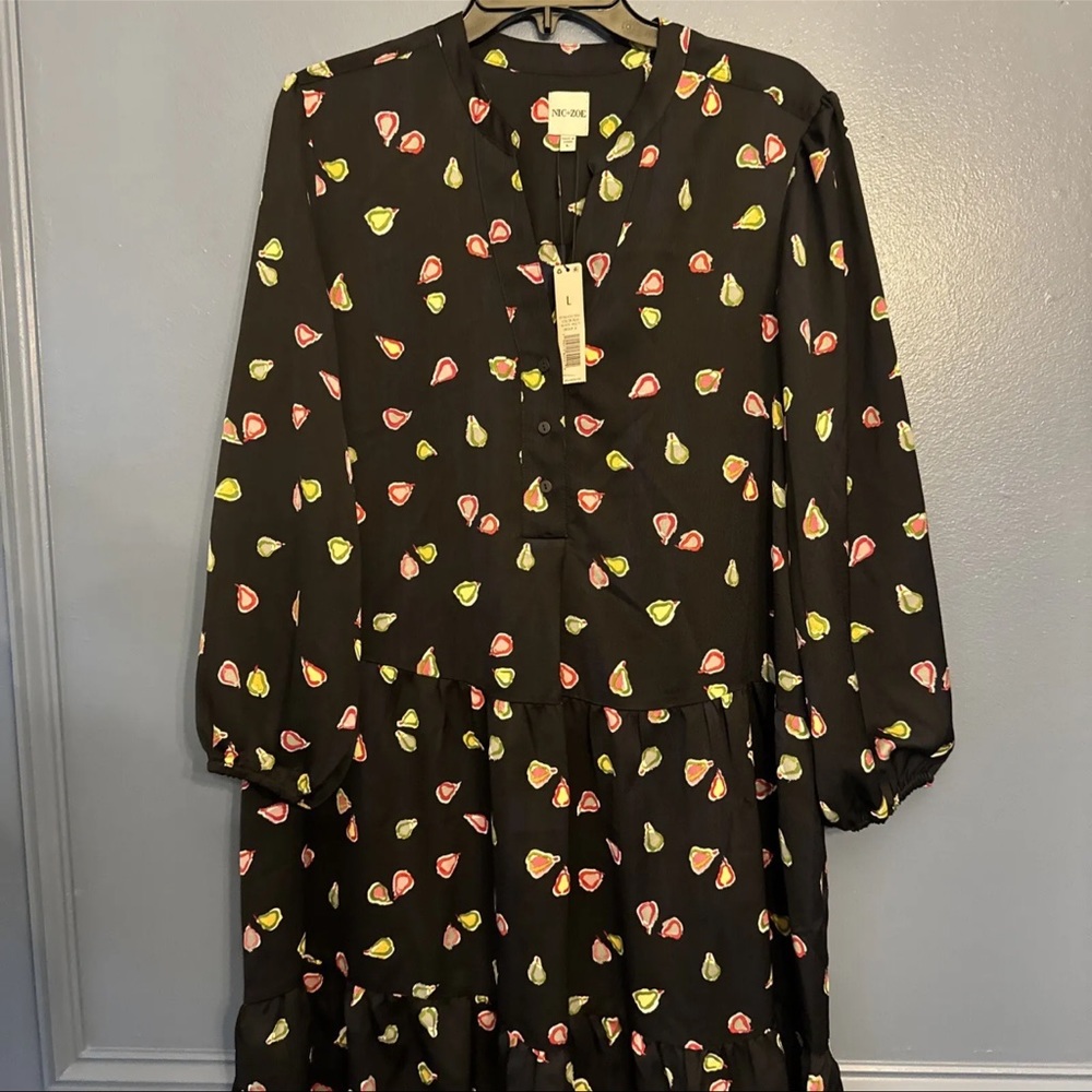 NIC+ZOE Black Floral Heart-Print Long-Sleeve Dress - Picture 8 of 11